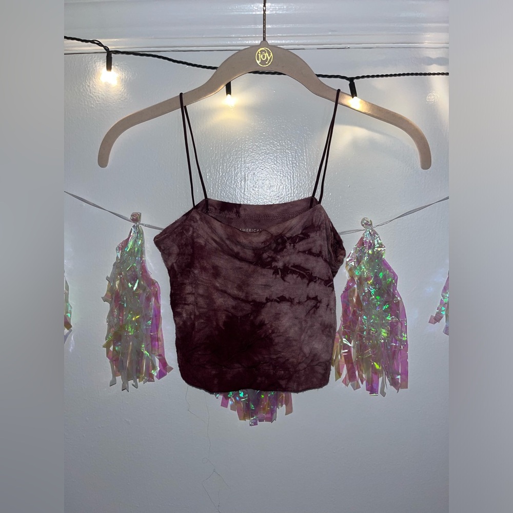 American Eagle Dark Wash Tie Die crop top